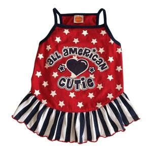 SimplyDog All American Cutie Dog Dress Red Blue Size M